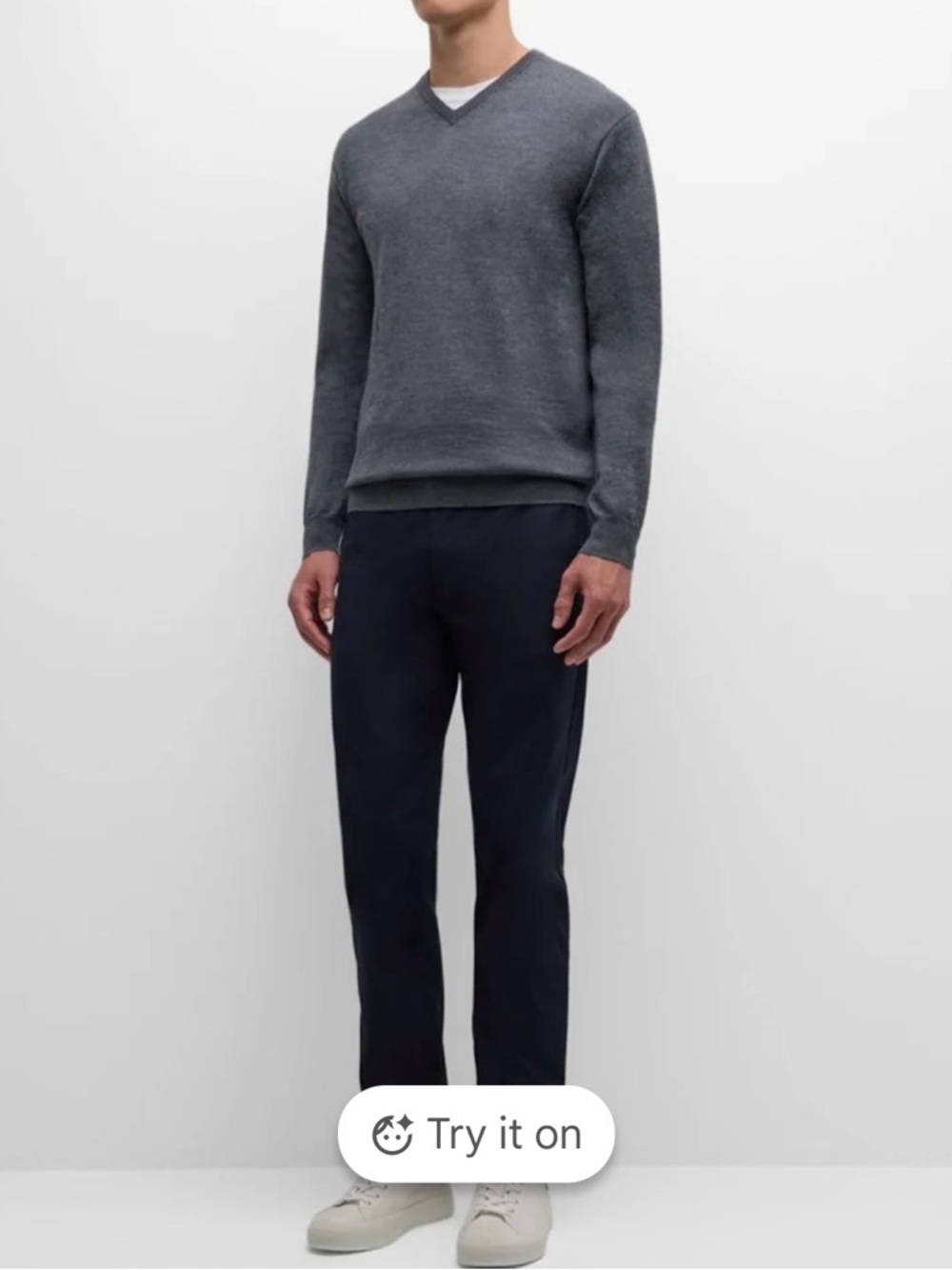 Peter Millar Charcoal Gray V-Neck Merino Sweater